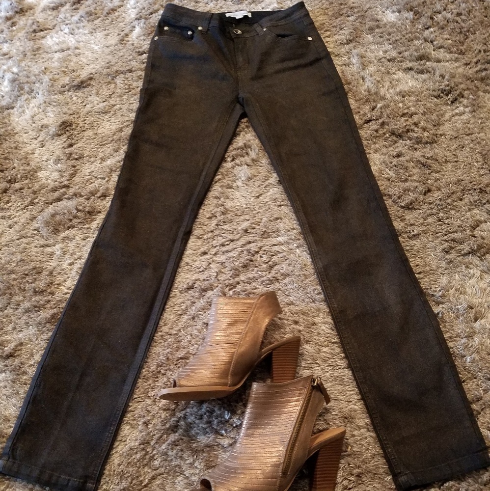 Tribal black and bronze sparkle jeans